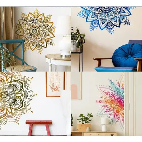 Adesivos de Parede Grande Mandala Flower Adesivos de Parede Decoração de Quarto Adesivos de Parede