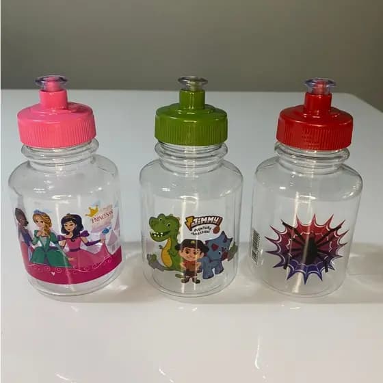 Garrafa Transição, Bico Silicone / Cantil Copinho C/ Alça Antivazamento Menina e Menino Infantil 300ML