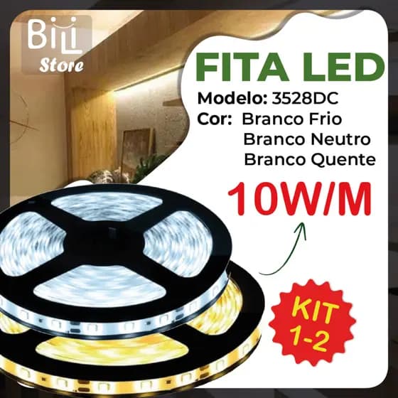 Fita LED 3528 Super Led Ultra 5M a prova d'água 600 Leds | Branco Frio, Branco Quente e Branco Neutro | IP20 (Não Acompanha Fonte)