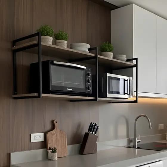 Estante Suspensa Industrial Suporte Micro-ondas Prateleira Parede Cozinha Lavanderia