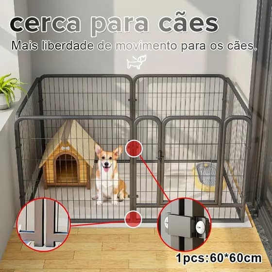 QUEBOM Cercadinho Dobrável para Cachorros 8 Painéis 1,2m de Altura para Pets Uso Interno e Externo