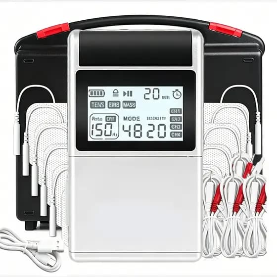 Estimulador Muscular EMS TENS 4 Canais 48 Modos 12 Eletrodos Fisioterapia Relaxamento Corporal