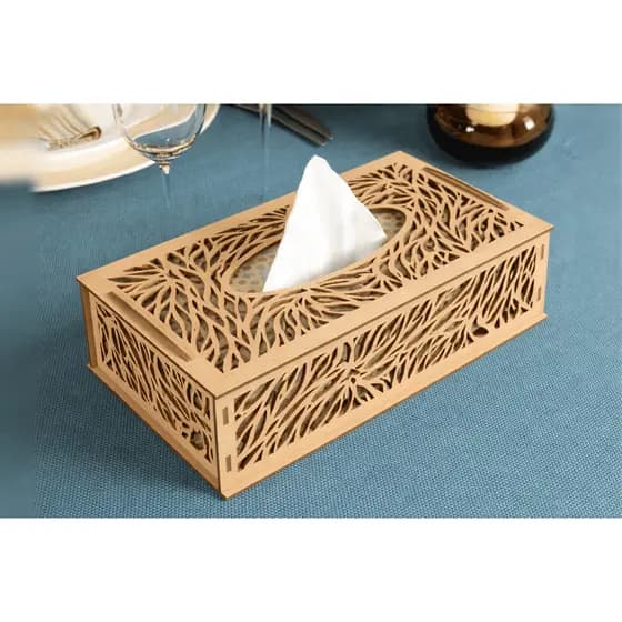 Porta Lenço MDF Vazado Decorativo Luxo | Caixa Porta Papel Toalha Elegante para Mesa, Sala e Cozinha