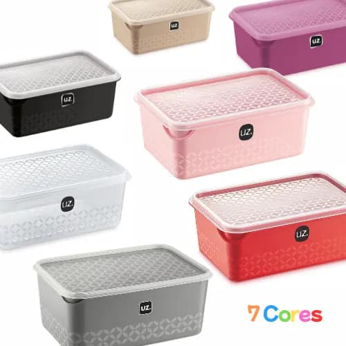 Pote Multiuso 2L com Tampa Transparente 1UN, 2UN ou 3UN Rosa Preto Bege Roxo Vermelho Cozinha Alimentos Organizar UZ