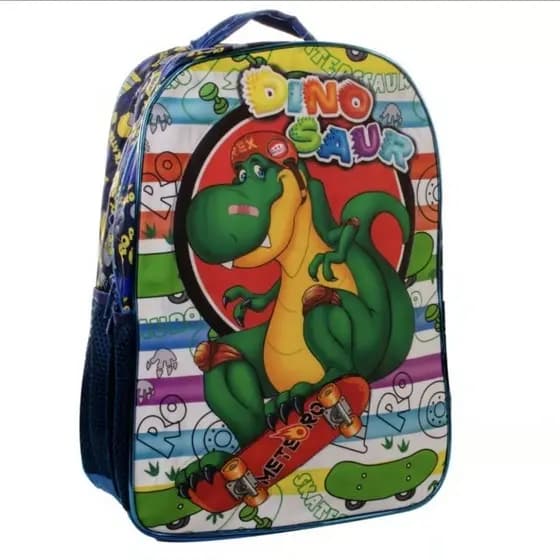 Mochila Escolar Infantil Masculina C/ Alca Ajustavel Dino Saur Sk8