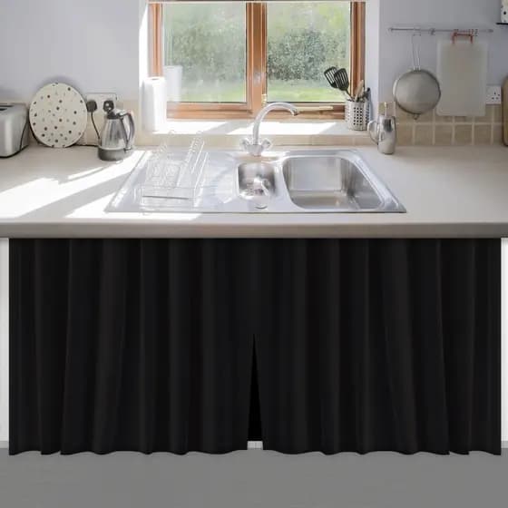 Cortina de Pia Cozinha Preta 100% PVC Antimofo 138x80 - Envio Imediato