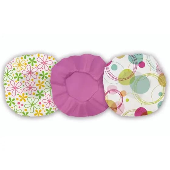 Kit 3 Touca de Banho c/ Elástico Prova d'Água Reutilizável Estampas Sortidas - Pronta entrega