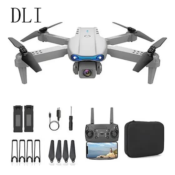 DLI Drone E99 Pro Dual Hd Câmera 2 Baterias Cor Cinza/Preto/Laranja