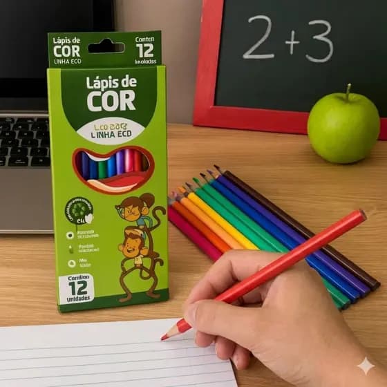 Lapis De Cor Linha Eco 12 Cores Formato Sextavado LEO&LEO