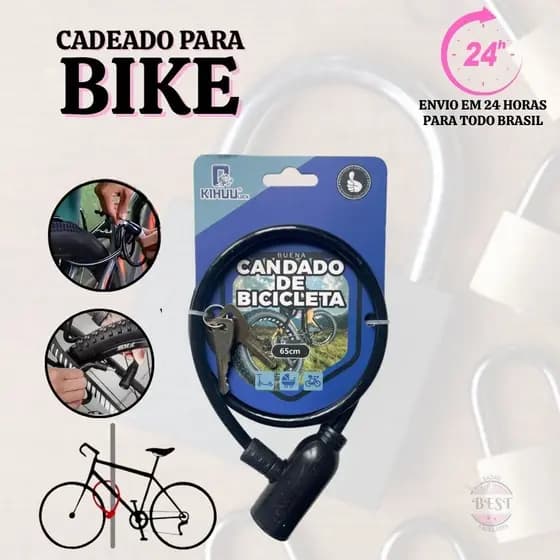 Cadeado Trava Bike Bicicleta Moto 65cm C/2 Chaves
