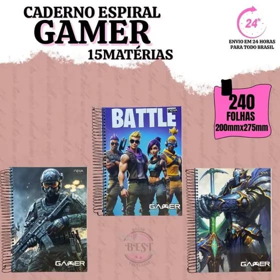 CADERNO 15 MATERIAS 240FLS UNIVERSITÁRIO GAMES