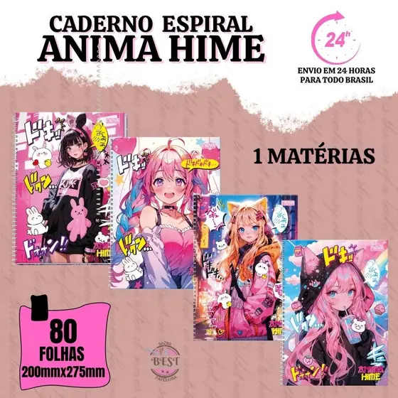 Cadernos 80 Folhas Anime Escolar Nova Caderno Universitários Capa Dura 1 Matéria Com