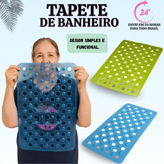 Tapetes de Banheiro para Box Tapete Antiderrapante Transparente PVC Furado com Ventosas