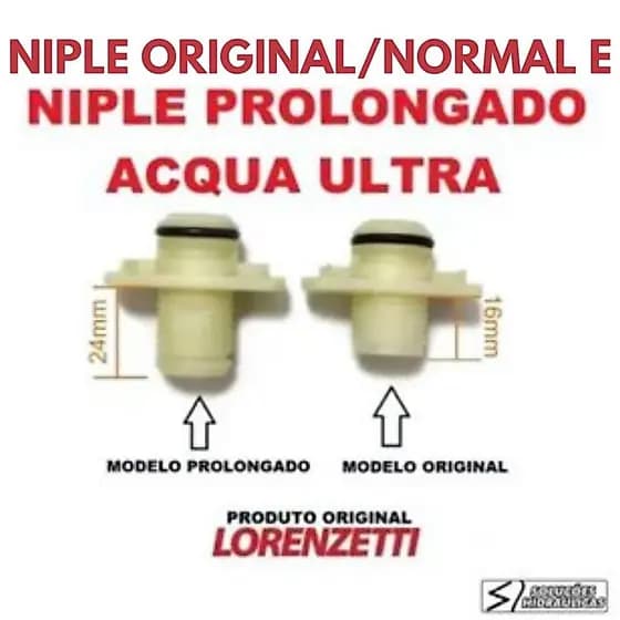 Niple Adaptador Engate Rápido ORIGINAL/PROLONGADO - Acqua Ultra A19E - Lorenzetti