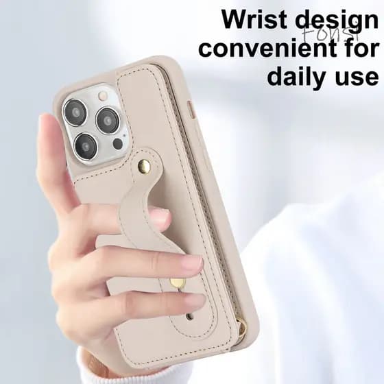 Capa Traseira Luxuosa De Couro PU Com Cartão Solfs Long Stran Case Para iPhone 16 15 14 Plus 13 12 11 Pro Max