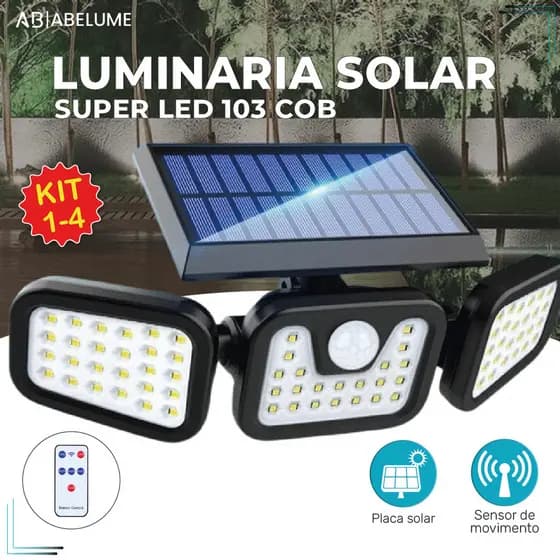 variação de 1 a 4 itens Luminária Solar Led 10W com Sensor de Movimento Luz Fria Ajustável para ambientes externos