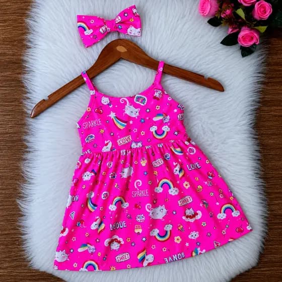 Kit Sortido 5 unidades baby Infantil - Vestidos de alça 6 meses a 18 meses - Sunset