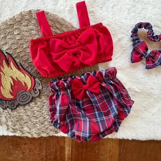 0 a 4 anos - Roupa Junina Infantil Camisa xadrez Festa Junina | Roupa de São João | Quadrilha