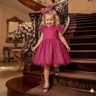(1 A 8 ANOS) Vestido Brilho Infantil feminino para festas Menina