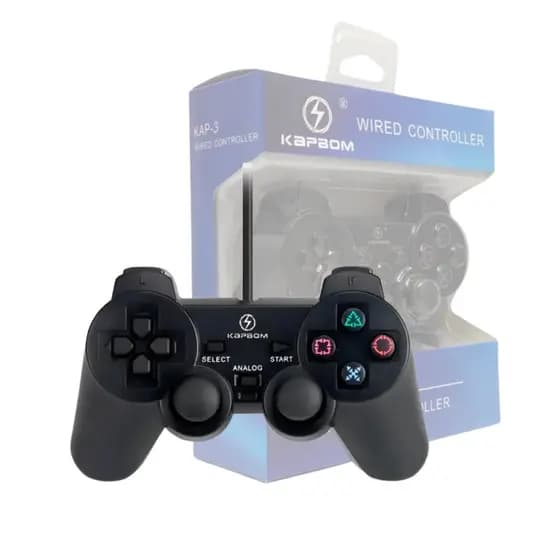 Controle Gamer PS3 - COM FIO - Wired PC Computador Kapbom KAP-3