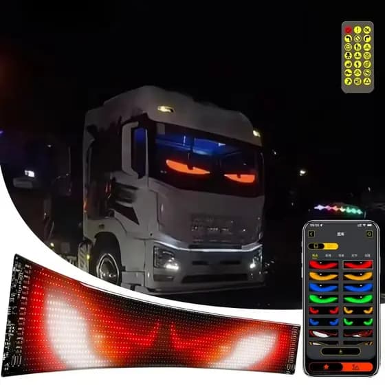 1-2 Pçs Dinâmico Olho Do Diabo Caminhão Pára-Brisa Rolagem Publicidade LED Sinal Carro RGB DIY Controle App Painel Luz D