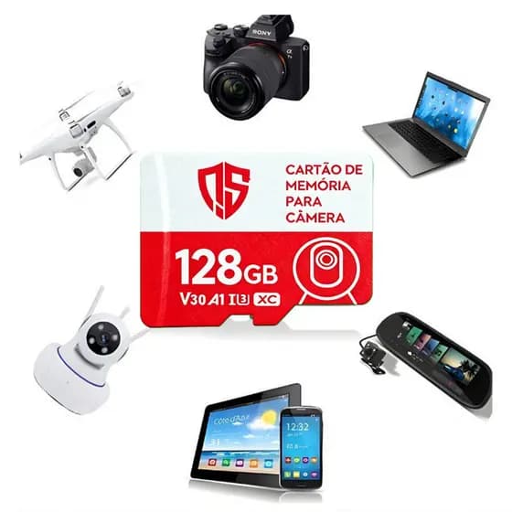 Cartão de Memória Micro SD 128gb Para Câmera, Celular, Música