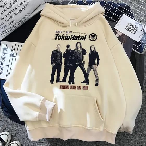 Blusa Moletom Canguru Com Capuz Tokio Hotel Banda De Rock Unissex Música