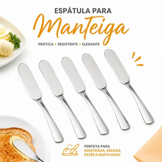 Kit Espátulas Para Manteiga Inox 15cm Patê Geleia 2 a 6 Unidades