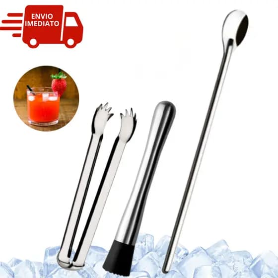 Utensílios Para Bebidas Colher Suco Bailarina Socador Macerador Drink Pegador de Gelo Bar Bartender