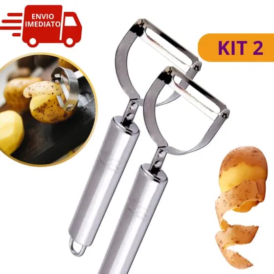 Kit 2 Descascador De Legumes Batata Manual De Aço Inox Para Cozinha