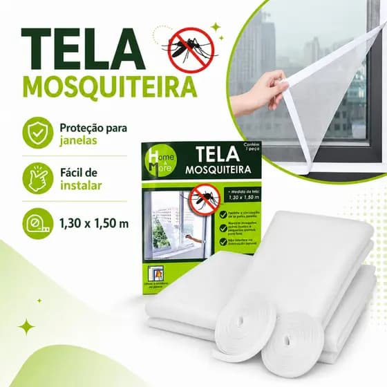 Kit Tela Mosquiteiro Janela Auto Colante 1,30x1,50m Contra Mosquitos