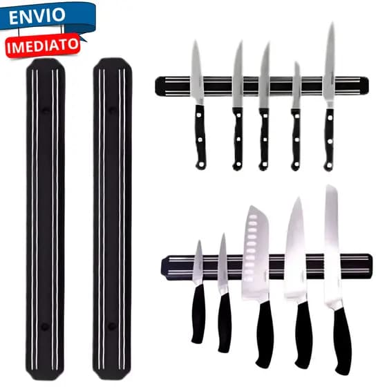 Kit 2 Barra Magnética 33cm Suporte Parede Porta Facas e Utensílios Cozinha Organizador Churrasco