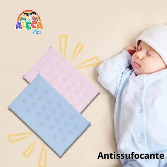 TRAVESSEIRO BEBÊ ANTISSUFOCANTE ANTIALÉRGICO ANTI-REFLUXO RESPIRÁVEL C/ FUROS P/CARRINHO E BERÇO