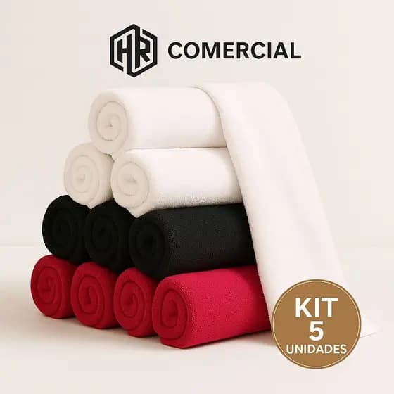 Kit 5 Toalhas de Rosto Para Salão Premium Toque Macio 45x70cm