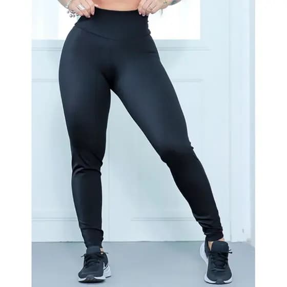 Calça Legging Cintura Alta Peluciada Por Dentro Original Escorpion Negro Tendência Marrom & Preto