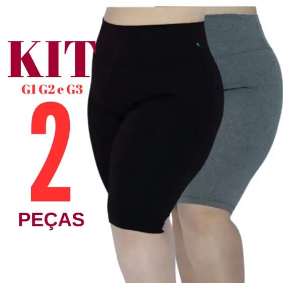 Kit 2 Bermudas Plus Size Feminina Suplex Short Legging Feminino Plus Size Cintura Alta Bermuda