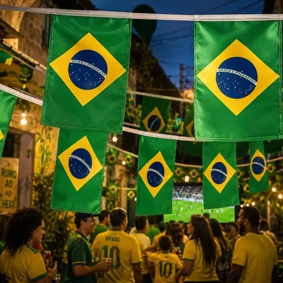 Kit Bandeirinhas do Brasil Copa do Mundo 2026 Varal Bandeiras - 20 Bandeirinhas 10 Metros Cada Varal