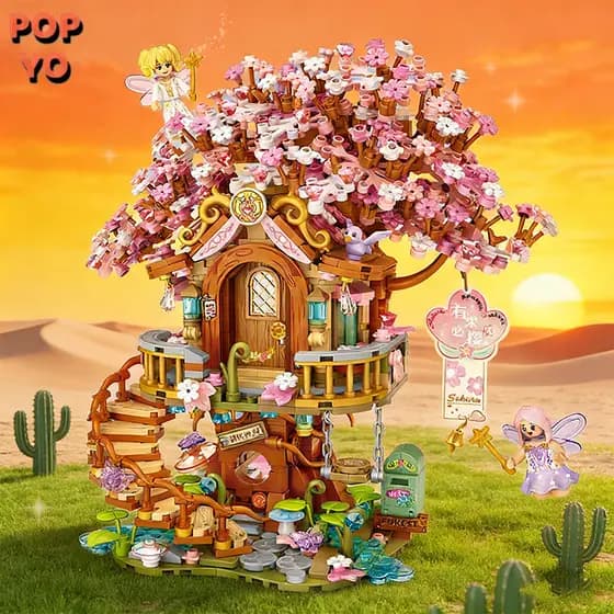 Kit Sakura DIY 1100+ Peças – Construção Criativa com Flores e Elementos Encantados para Crianças e Adultos POPYO