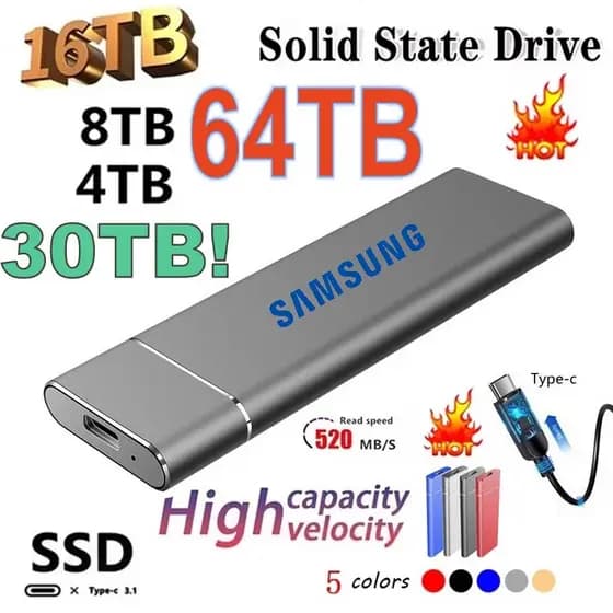 1TB Disco Rígido De Estado Sólido HDD Portátil Externo Original Para PC Dispositivo De Armazenamento USB 3.1 2TB Móvel