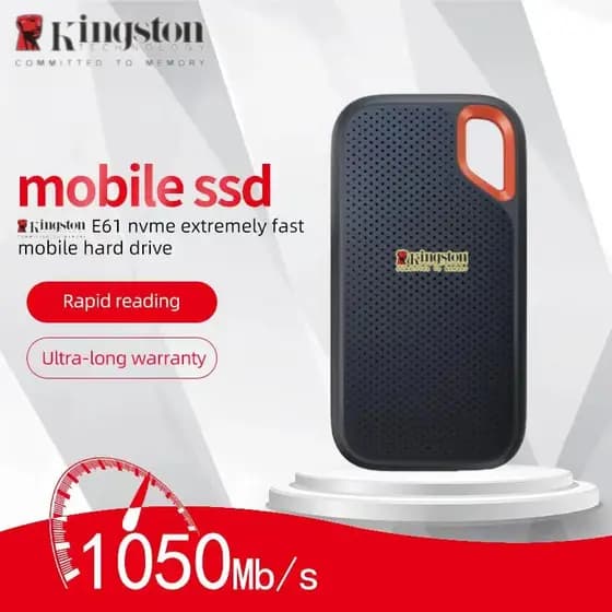 Disco Rígido SSD Externo Portátil Kingston Original , 1TB , 2TB , 4TB , 8TB , 16TB , 30TB , 60TB , 128TB , Velocidade 10