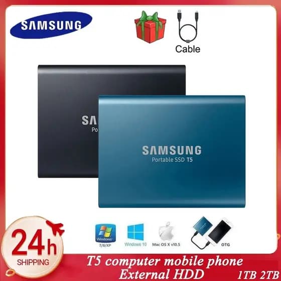 Unidade De Estado Sólido Externa SAMSUNG SSD T5 1TB-128TB Hd Portátil Rígido Adequado Para De Mesa