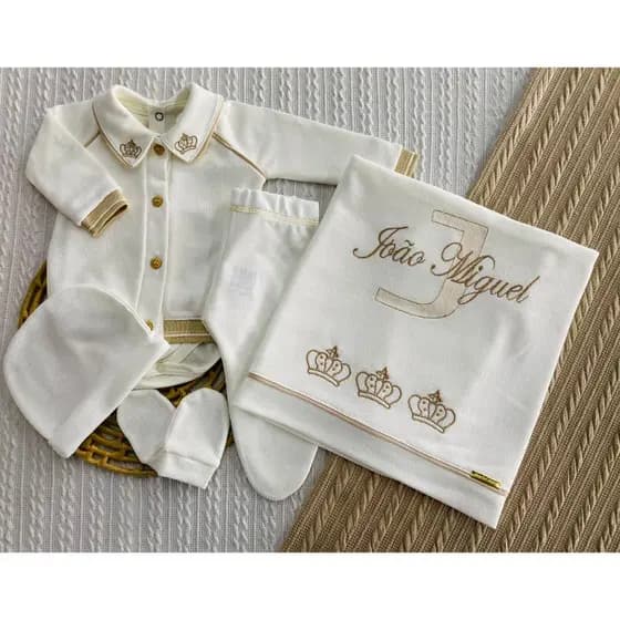Saída de Maternidade Personalizada 6 Peças com Nome Conjunto Completo Alto Padrão Qualidade Premium