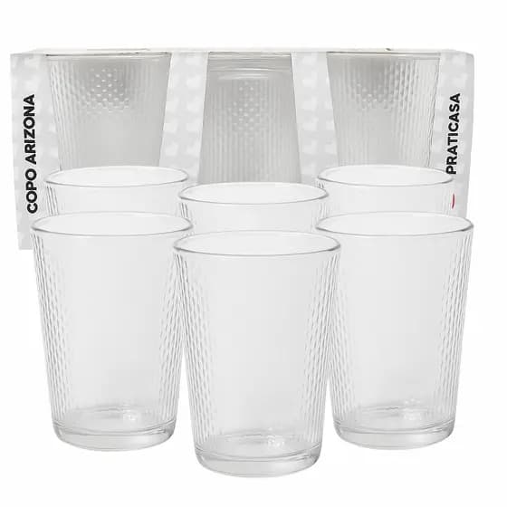 Jogo 06 Copos de Vidro Transparente Arizona 200ml - Sofistição e Elegância