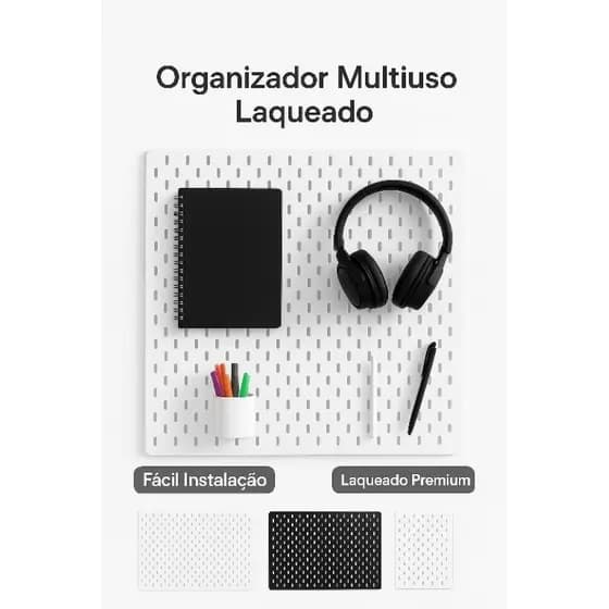 Painel Pegboard Laqueado Supreme – Organizador de Parede Multiuso | Ferramentas, Cozinha e Escritório