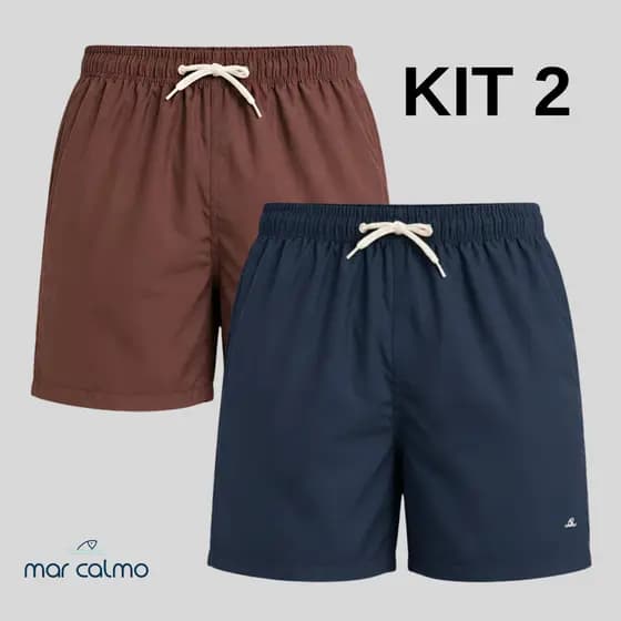 Kit 2 short masculino tactel mauricinho elastano premium cadarço cru 3bolsos corrida caminhada surf wear academia praia