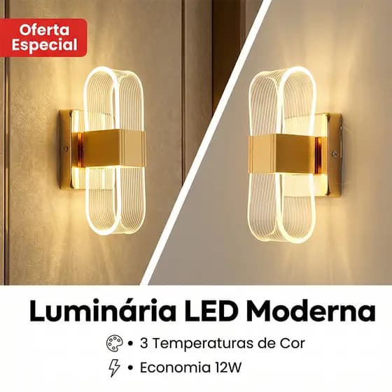 Arandela de Parede LED Espiral S Acrílica Nórdica Ondas Dourada Decorativa 110/220V