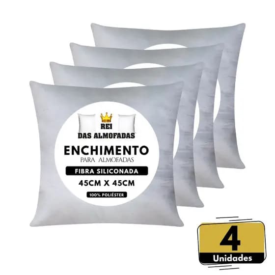 4 Refil Almofada Enchimento 45x45 Fibra Siliconada