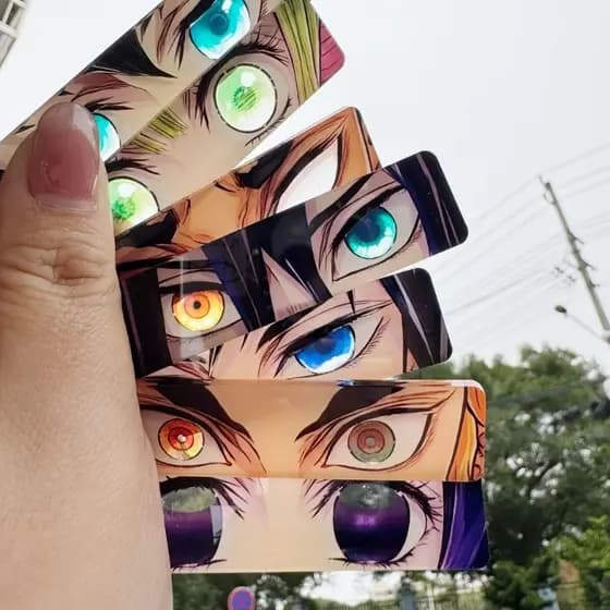 Ghost Slayer Blade Nova Perspectiva Cartão Transparente Olhos Duplos Anime Acrílico Periférico Chaveiro