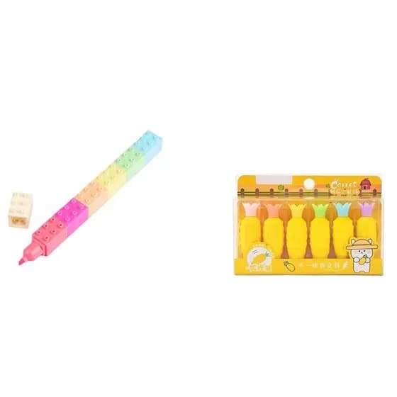 Kit Marca Texto De Lego 7 Pçs 1 Marca Texto De Abacaxi 6Pçs