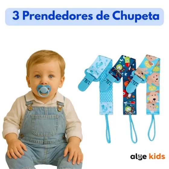 Kit 3 Prendedores de Chupeta para Menino – Estampas Divertidas, Seguro e Antialérgico